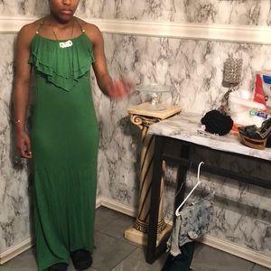Used small green dress with neck tie